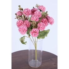 Yapay Çiçek Sitesi Yapay 15 Kafalı Top Krizantem Demeti 32 cm Pembe