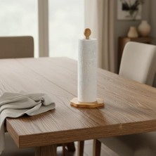 Storemax Papatya Model Doğal Ahşap Kağıt Havluluk, Dekoratif Çiçek Tabanlı Bambu Mutfak Havlu Standı, Tezgah Üstü Dikey Rulo Peçetelik