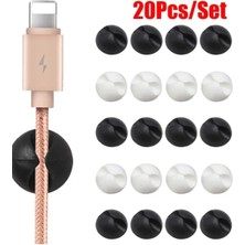 Storemax 20’li Kablo Sabitleme Klipsi Seti | Siyah & Beyaz Kablo Düzenleyici | Masa Üstü, Ofis, Ev ve Tv Kablo Yönetimi Için Yapışkanlı Klipsler