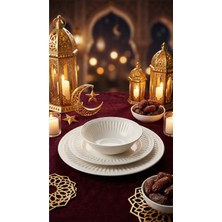 UltraMint Valencia Krem 24 Parça Porselen Yemek Takımı, Şık ve Ince Kenar Detaylı