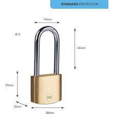 Storemax Y110B/30/147/1 - 30MM Pirinç Asma Kilit (Uzun Halka) - Yüksek Koruma - Sertleştirilmiş Çelik Halka - Çift Kilitleme - 3 Anahtar, Sarı