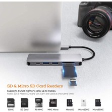 Storemax 6in1 Type-C Hub Adaptör – Laptop, Tablet ve Telefon Uyumlu 4K Hdmı, USB 3.0, Sd/tf Kart Okuyucu ve Pd 55W Hızlı Şarjlı Çoklu Dönüştürücü | 5gbps Veri Aktarımı | HC74C