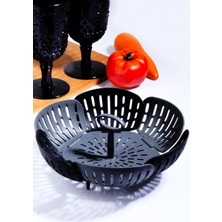 Storemax Porselen Diyarı Pratik Buharda Lezzetli Sebze Meyve Haşlama Pişirme Sepeti Katlanabilir Haşlayıcı Aparat Gri