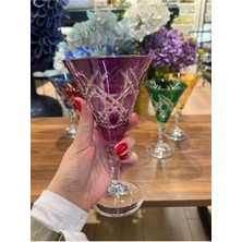 UltraMint Renkli Kesme 6'lı Kadeh Seti, Kahve Yanı Su Bardakları