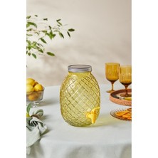UltraMint 4,65L Sarı Cam Damacana, Ananas ve Melon Desenli, Kapaklı, Musluklu