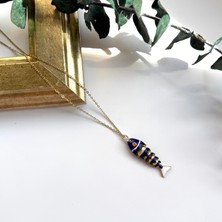 Alice İsstanbul Çelik Lacivert Mineli Balık Kolye