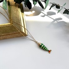 Alice İsstanbul Çelik Yeşil Mineli Balık Kolye