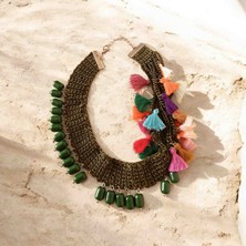 Lal Dizayn Örgü Kolye - El Yapımı - Bohem Kadın Aksesuar