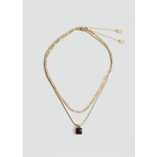 Alice İsstanbul Marka Siyah Taşlı 2li Kolye