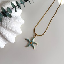 Alice İsstanbul Çelik Turkuaz Mineli Deniz Yıldızı Kolye