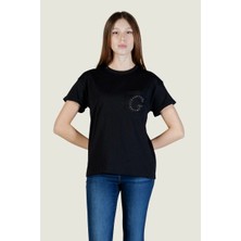 Guess Kısa Kollu Bisiklet Yaka Cepli G Logolu Kadın Siyah T-Shirt W6GI17K3037-JBLK