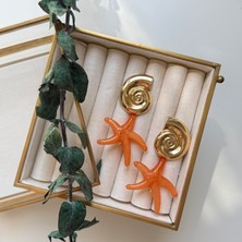 Alice İsstanbul Turuncu Deniz Yıldızı&salyangoz Küpe