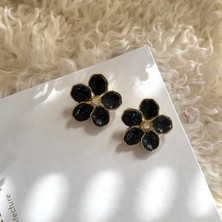 Alice İsstanbul Siyah Mineli Çiçek Küpe