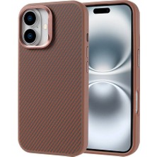 Case 4u Apple iPhone 16 Kılıf M-Safe Şarj Özellikli Karbon Fiber Görünümlü Troy Kapak Desert Titanyum