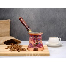 PremiumPort El Yapımı 4-5 Kişilik Işlemeli Kalaylı Bakır Kahve Cezvesi