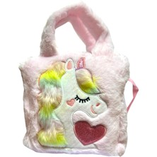 Milky Ada Toys Peluş Unicorn Sırt Çantası  ve Kol Çantası Kız Çocuklar Için Hediyelik Yumuşak Çok Renkli 24X24 cm