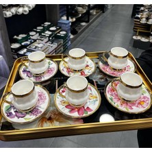 UltraMint Renkli Porselen Kahve Fincan Takımı Seti, Şık ve Zarif Tasarım