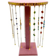 Sezgin Kutu ve Aksesuar Ay Model Bileklik Tesbih ve Zincirlik Standı Pembe