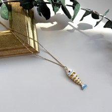 Alice İsstanbul Çelik Beyaz Mineli Balık Kolye