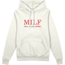The Lucid Lab Mılf / Man I Love Ferrari Oversize Hoodie- Beyaz