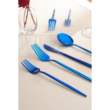 UltraMint 24 Parça Mavi Çatal Kaşık Bıçak Seti Kutulu, Şık ve Kullanışlı Tasarım