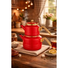 PremiumPort Emaye Çaydanlık Takımı 3 Parça, Şık ve Dayanıklı Set