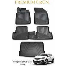 Black Gold Peugeot 3008 (Alt) 2016+ Uyumlu 3D Oto Paspas ve Bagaj Havuzu Set Premium