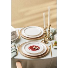 UltraMint 18 Parça Gold Bone Kahvaltı ve Yemek Takımı, Şık ve Dayanıklı Set