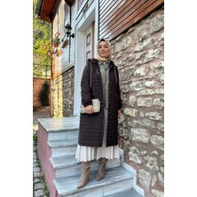 Tuğba Sarı Kahverengi Giy Çık Uzun Kadın Mont