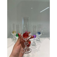 UltraMint Renkli Kristal Taşlı 6'lı Kahve Yanı Su Bardağı 180 cc Set