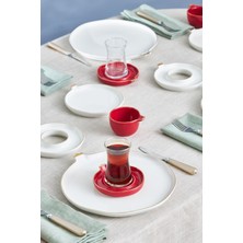 UltraMint Şık 28 Parça Bone Nar Kahvaltı Takımı, 6 Kişilik Set