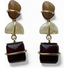 Alice İsstanbul Gold Detaylı Kahve Akrilik Küpe