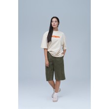Saw Urbanity Authentic Oversize Tişört Kadın Stone