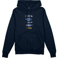 The Lucid Lab Marine Pattern Study Oversize Hoodie - Lacivert
