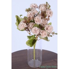 Yapay Çiçek Sitesi Yapay 15 Kafalı Top Krizantem Demeti 32 cm Pudra