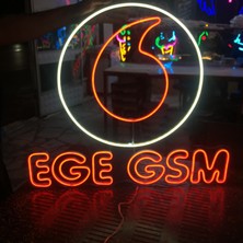 Neonled Ege Gsm Vodafone - Özel Tasarım Neon LED Yazı & Figür Tabela (Telefon, Mobil Iletişim, Teknik Servis, Iletişim Bayii)