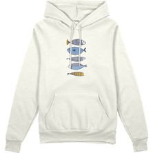 The Lucid Lab Marine Pattern Study Oversize Hoodie - Beyaz