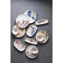 UltraMint Porselen Kahvaltı Takımı 6 Kişilik, Çiçek Desenli, Şık ve Zarif Tasarım