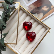 Alice İsstanbul Kırmızı Kristal Kalp Küpe