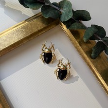 Alice İsstanbul Siyah Mineli Böcek Küpe