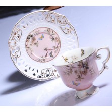 UltraMint Porselen 6'lı Fincan Takımı, Ayaklı, Pembe, Zarif ve Şık Tasarım