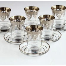 UltraMint Ottoman Boncuk Platin Çay Takımı 6 Kişilik 12 Parça