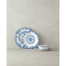 UltraMint Elegant Mavi 24 Parça Porselen Yemek Takımı, Şık ve Dayanıklı Set