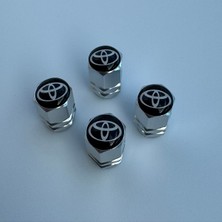 Aksefuar Lazer Toyota ile Uyumlu Logolu Alüminyum Altıgen Sibop Kapağı (Takım)