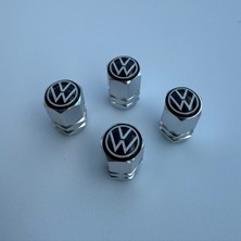 Aksefuar Lazer Volkswagen ile Uyumlu Logolu Alüminyum Altıgen Sibop Kapağı (Takım)