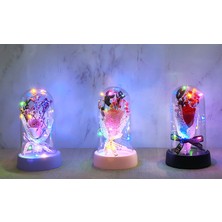 River World Gül Buketi Cam Fanus Içinde Müzikli LED Işıklı