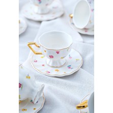 UltraMint Camila 12 Parça 6 Kişilik Porselen Çay Fincan Takımı, 175 ml