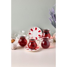 UltraMint Renkli 12 Parça Çay Seti, Kulplu, 210 Ml, Şeffaf Tasarım