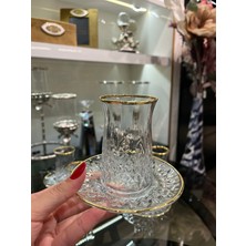 UltraMint Yaldızlı 6 Kişilik Şık Çay Takımı, Zarif ve Parlak Tasarım