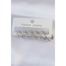 Aksiyon Global Pirinç Gümüş Renk Oval Küpe Seti - Lisinya